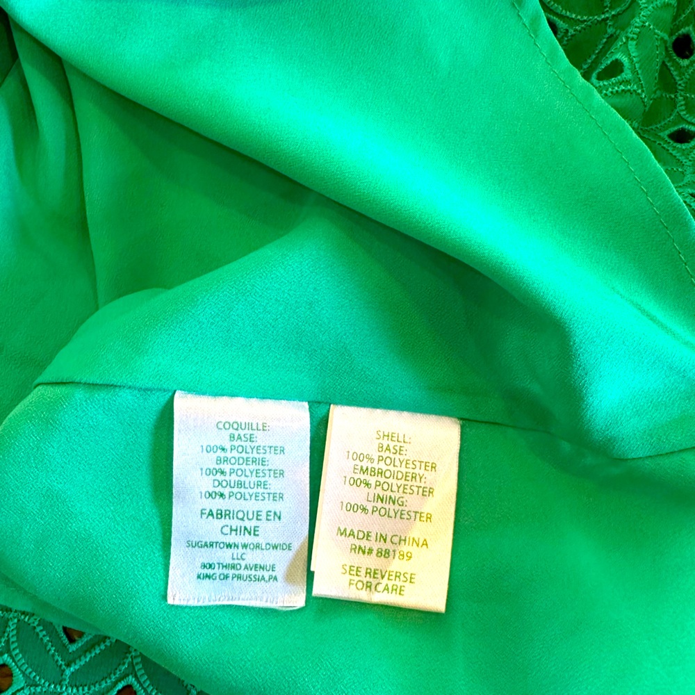 Lilly Pulitzer Novella Green Eyelet Swing Dress Size XXS Pockets! - Picture 7 of 7